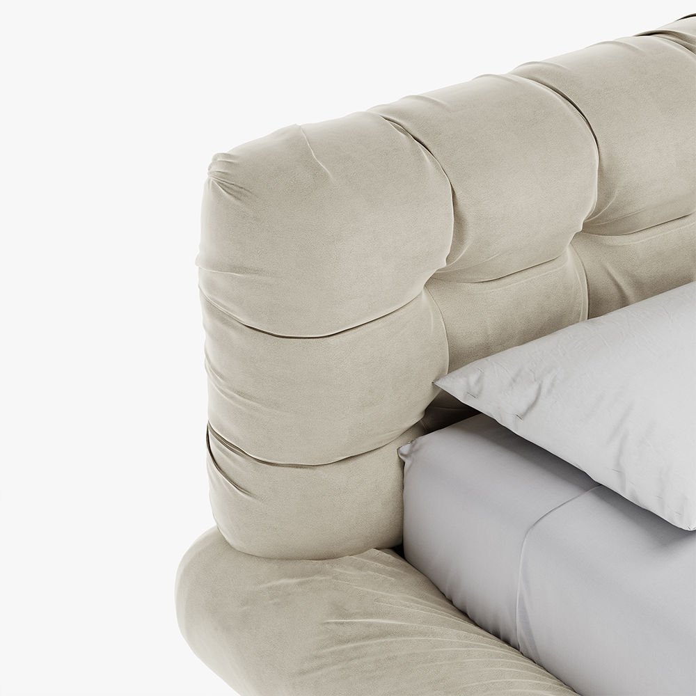 Modern Minimalist Beige Suede Fabric Beds