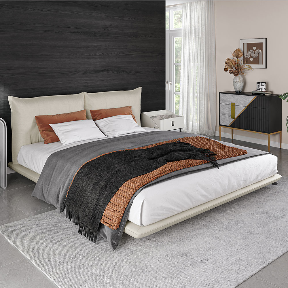 On the Ground Beige Suede Fabric Beds