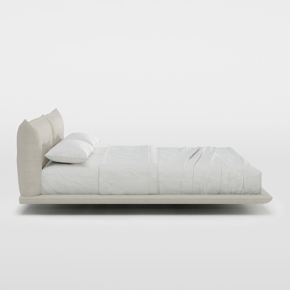 Pure Color Beige Suede Fabric Beds