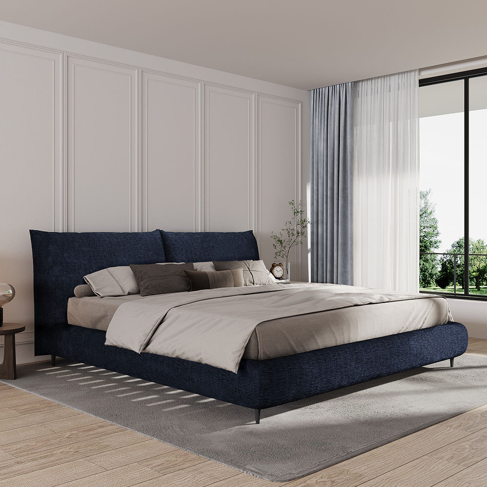 Fabric Dark Blue Chenille Fabric Beds