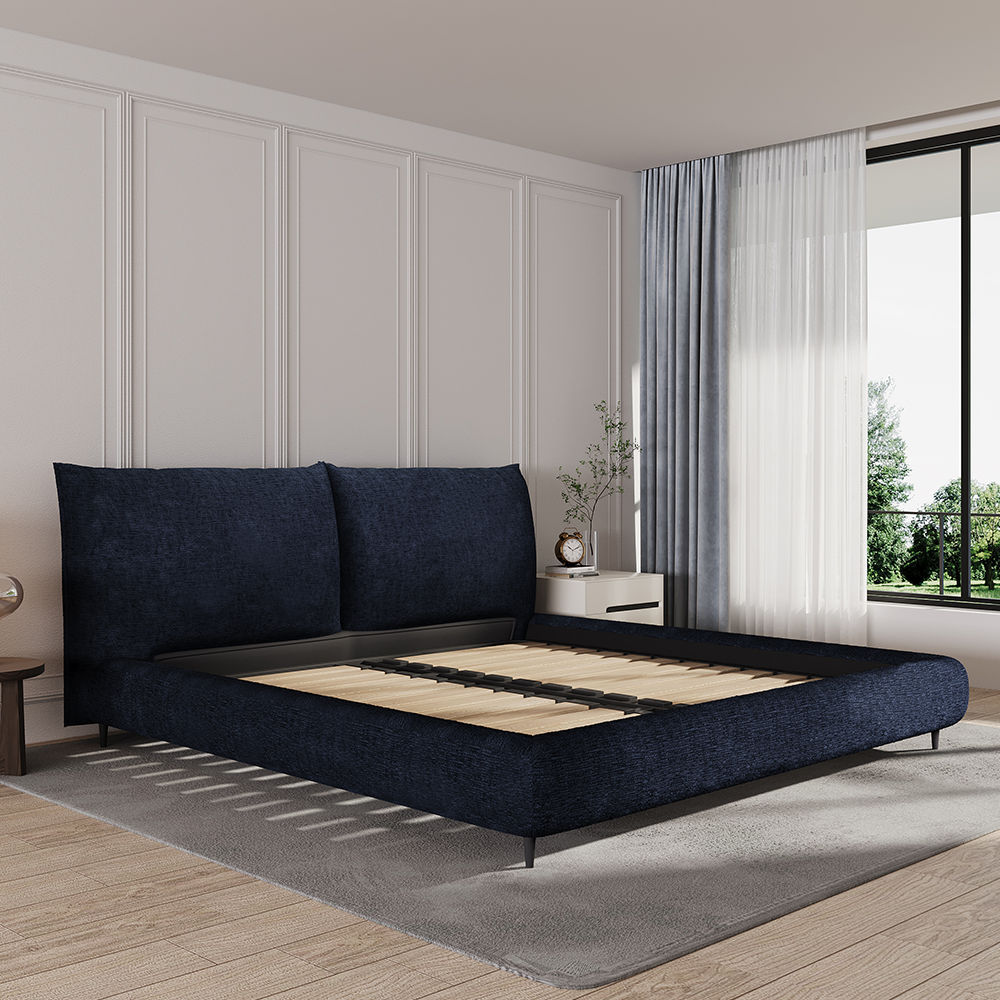 Fabric Dark Blue Chenille Fabric Beds