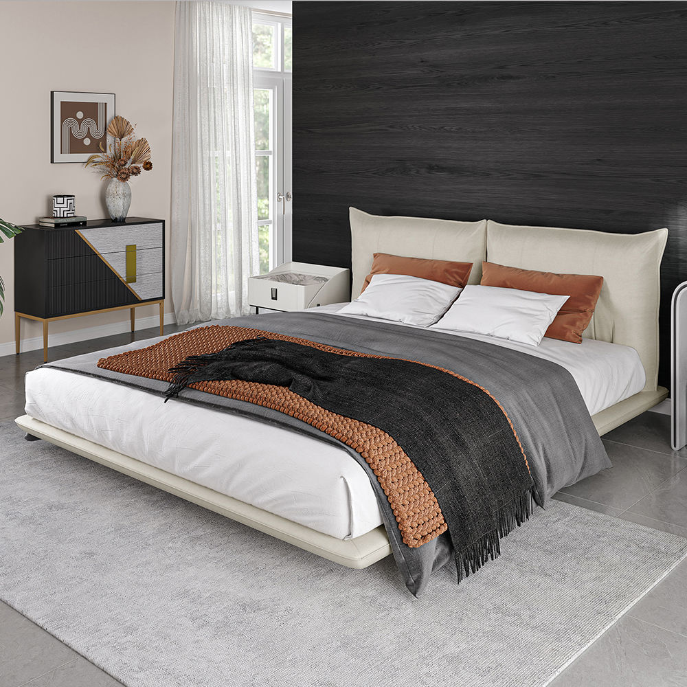 On the Ground Beige Suede Fabric Beds