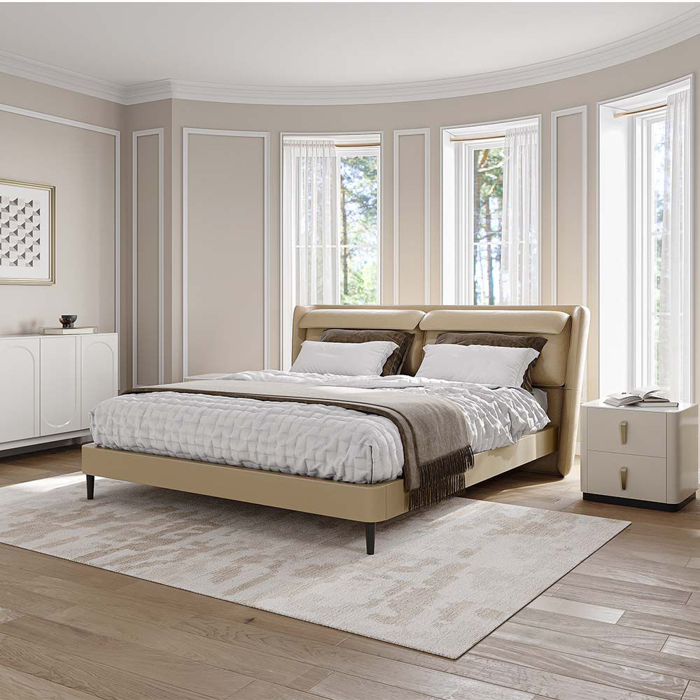 Dark Khaki Faux Leather Beds