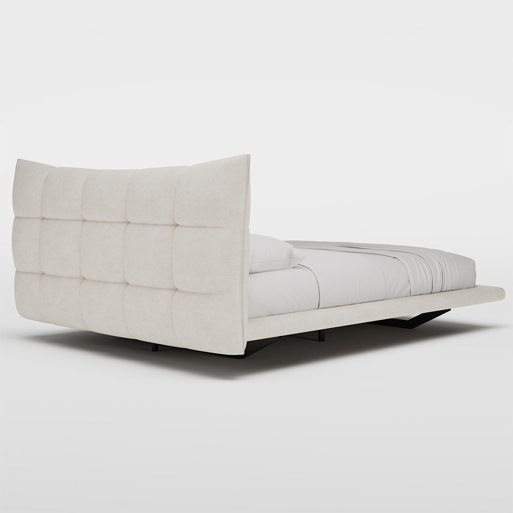 Wood Beige Suede Fabric Beds
