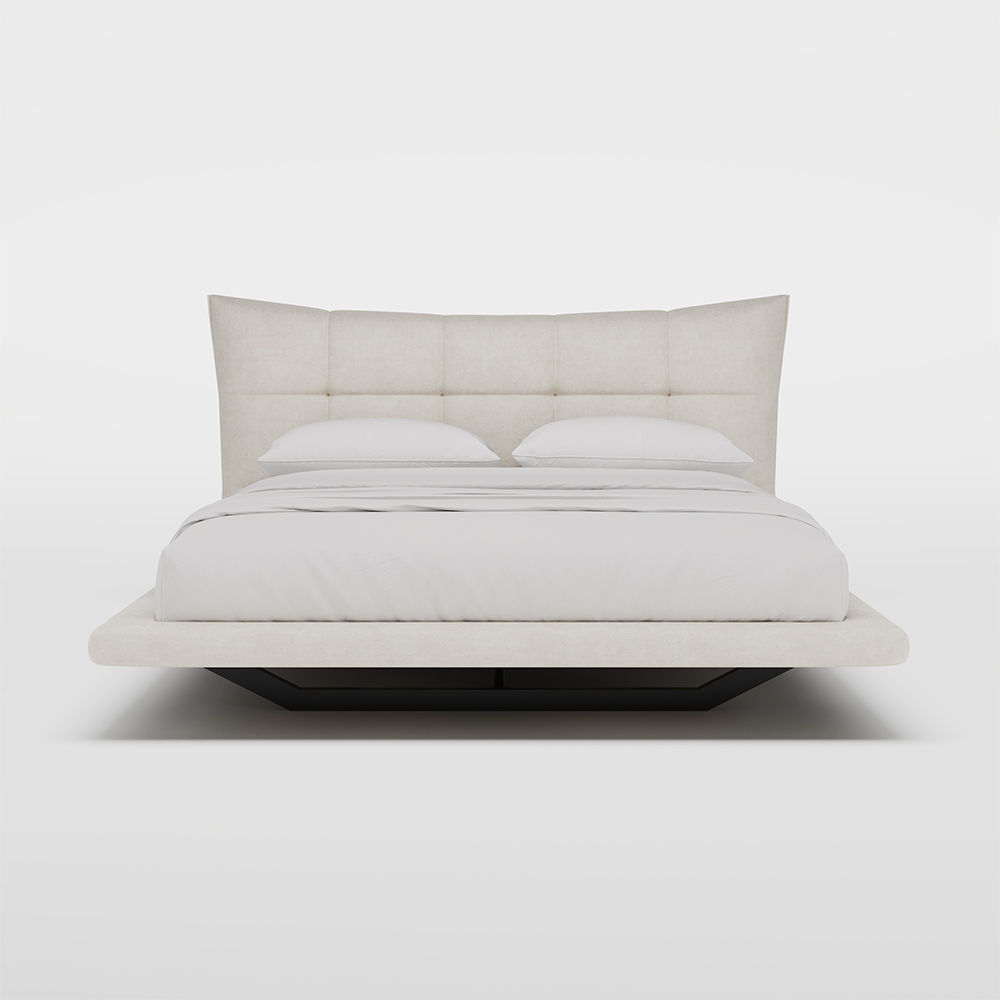 Partly Assemble Beige Suede Fabric Beds