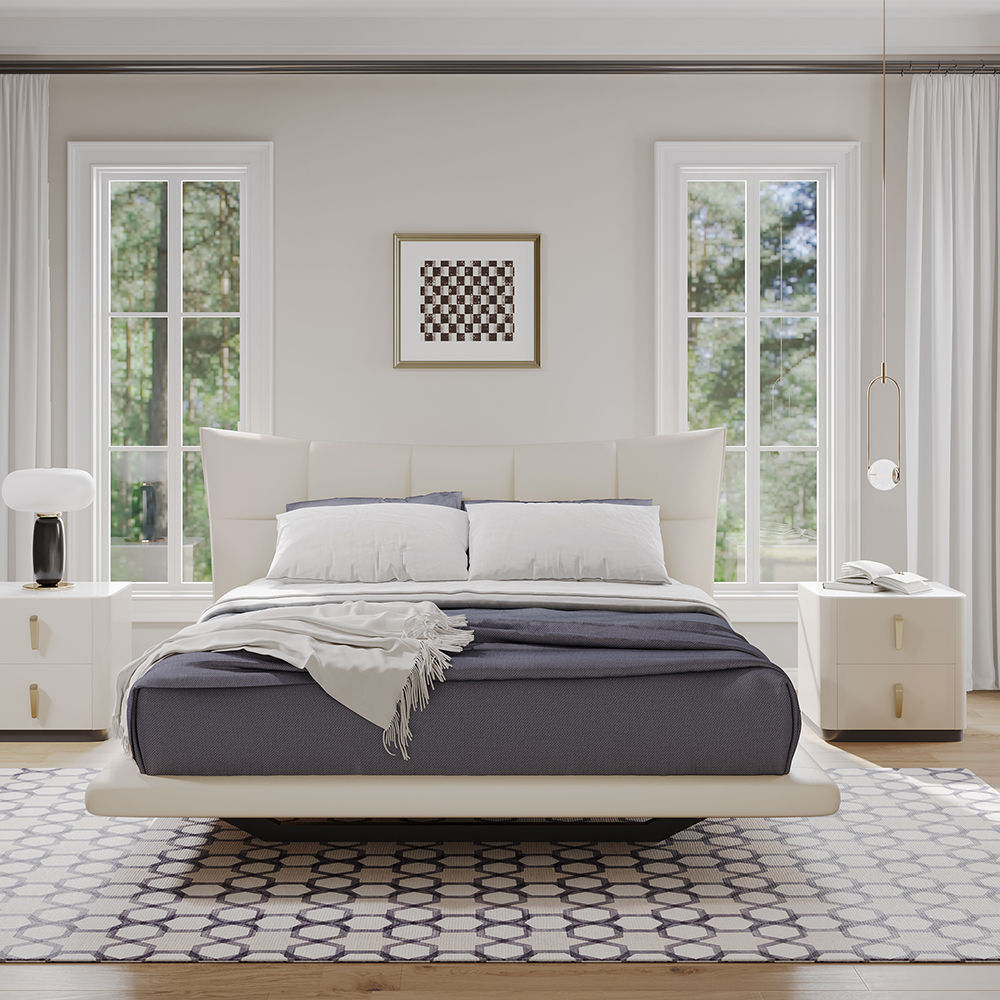 Modern Luxury White Faux Leather Beds