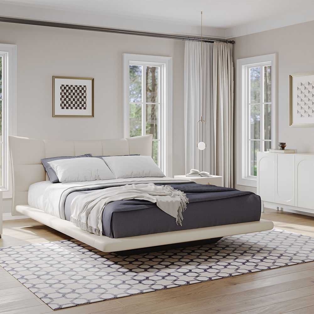 Modern White Faux Leather Beds