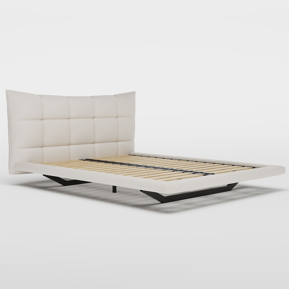 Modern Minimalist White Faux Leather Beds