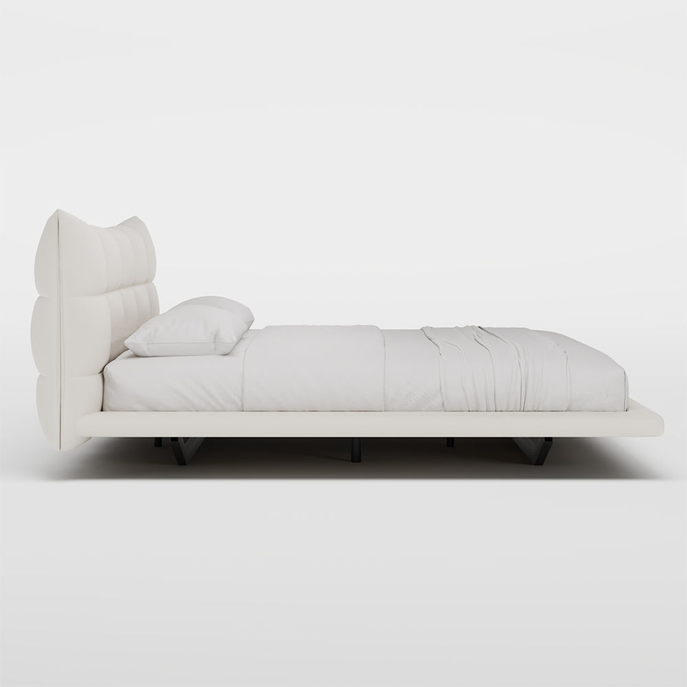 Rectangular White Faux Leather Beds