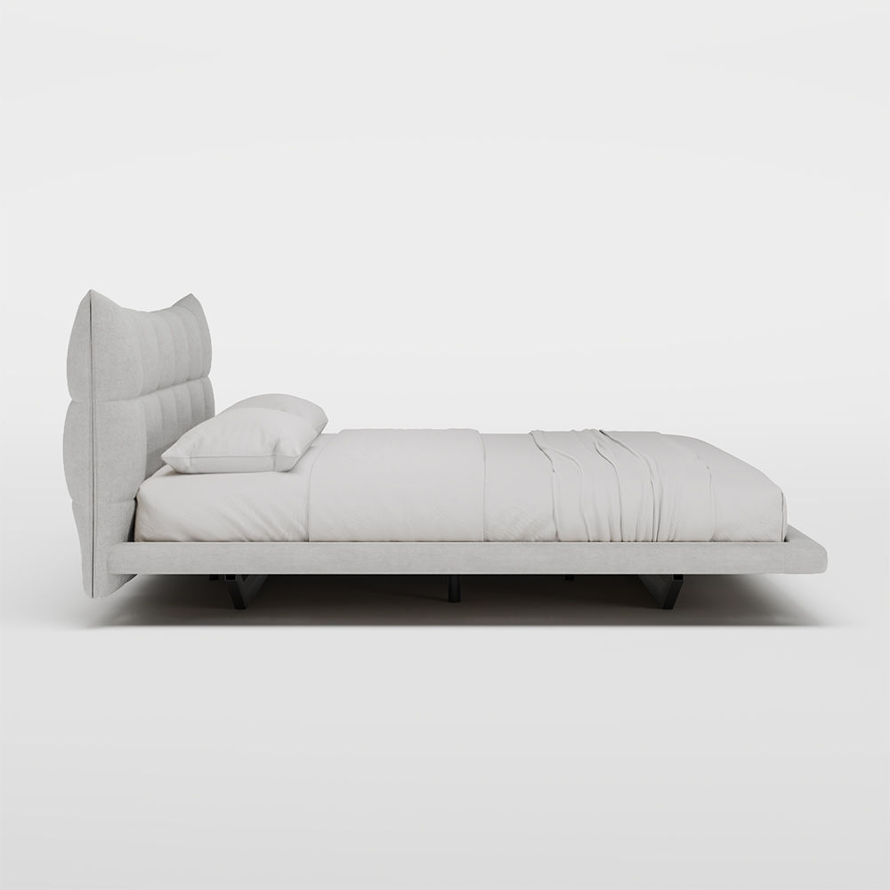 Modern Light Gray Suede Fabric Beds