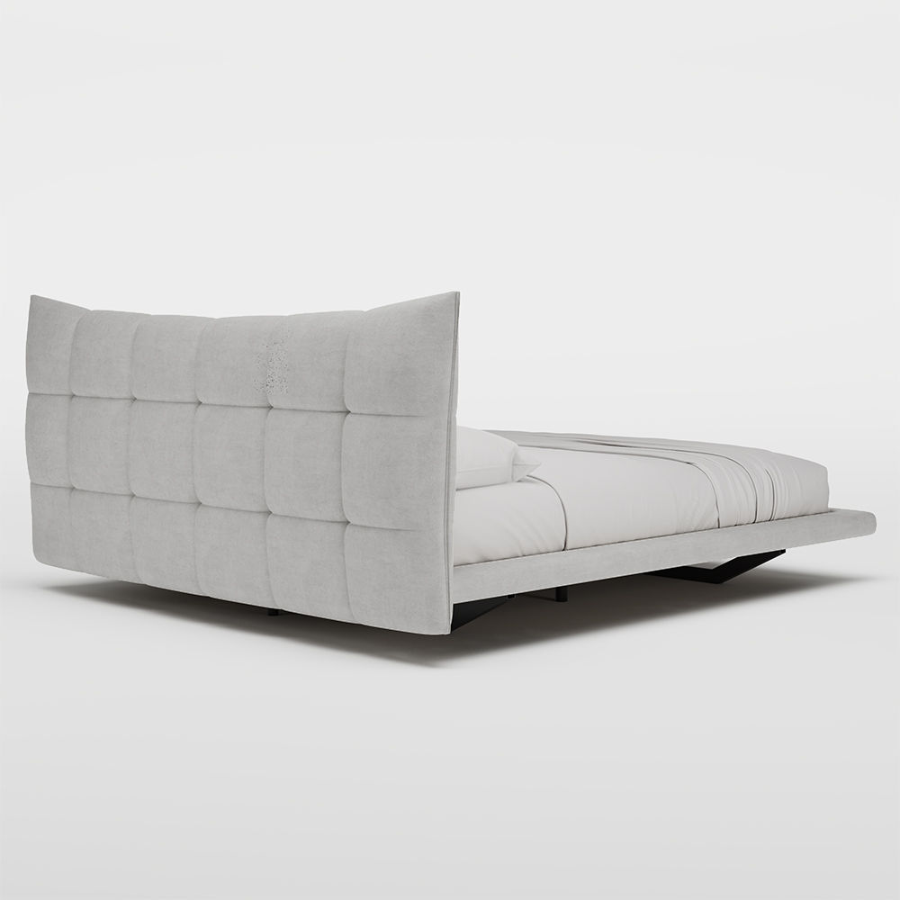 Modern Light Gray Suede Fabric Beds