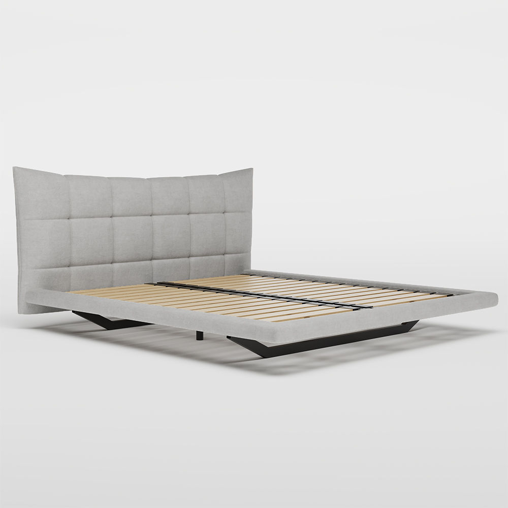 Modern Light Gray Suede Fabric Beds