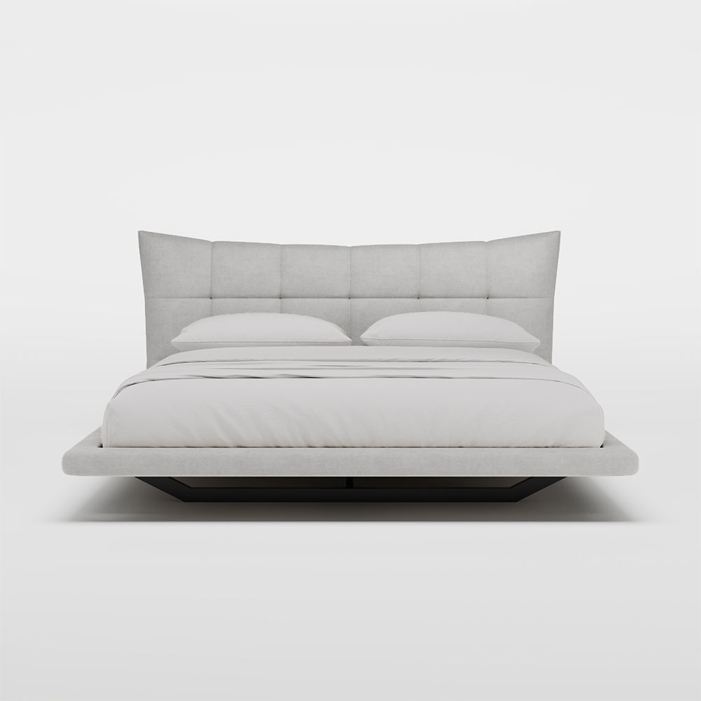 Modern Minimalist Light Gray Suede Fabric Beds