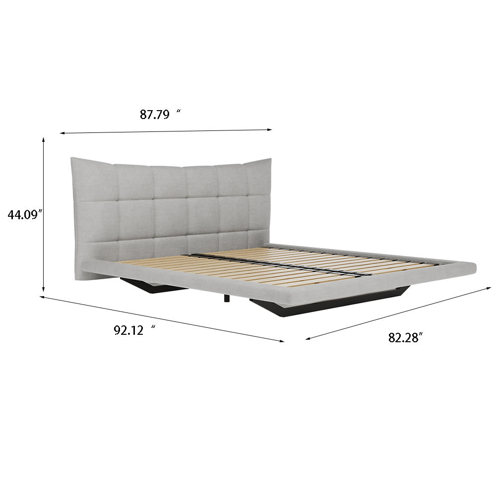Leather Light Gray Suede Fabric Beds