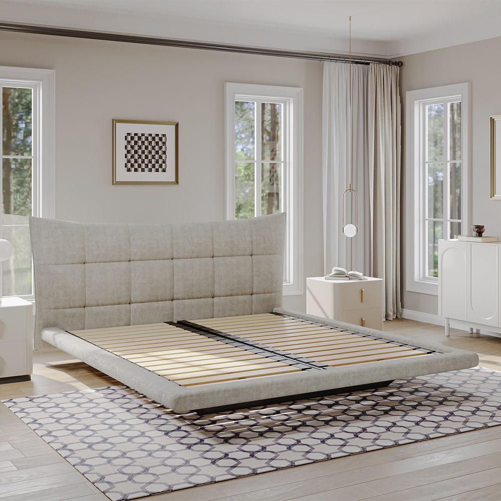 Modern Oatmeal Fabric Beds