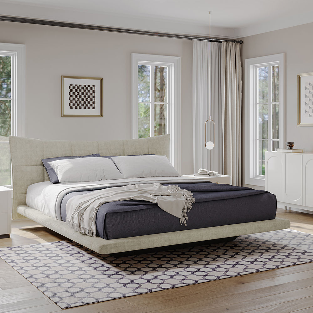Modern Oatmeal Fabric Beds
