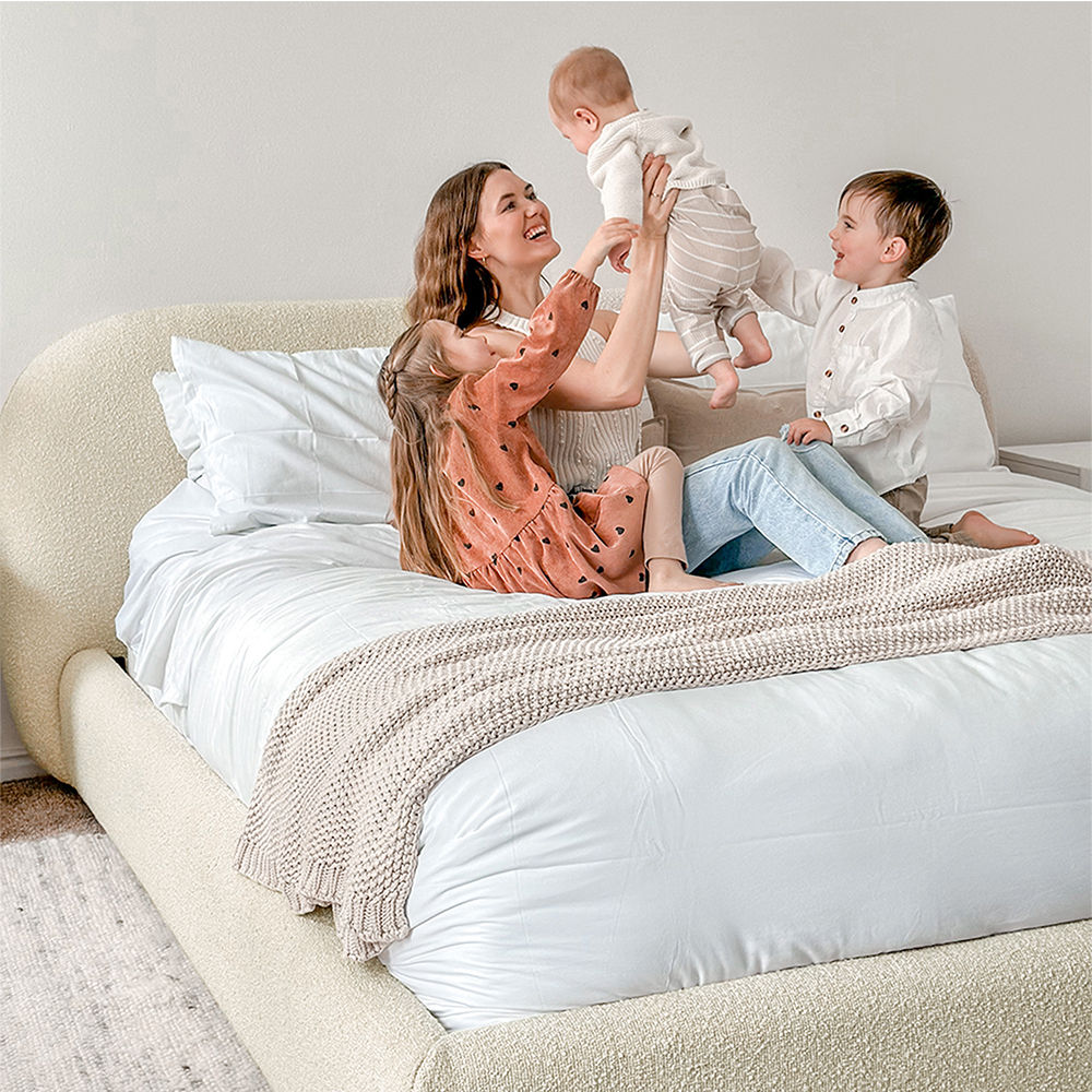 Fabric Beige Boucle Beds
