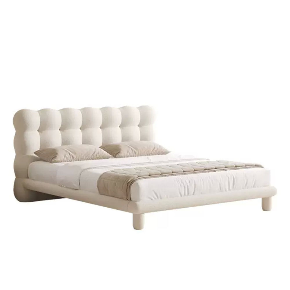 Modern Minimalist Beige Boucle Beds