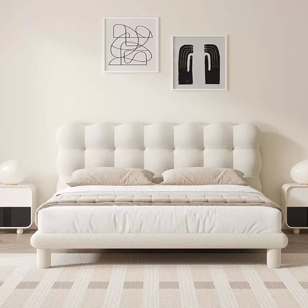 Partly Assemble Beige Boucle Beds