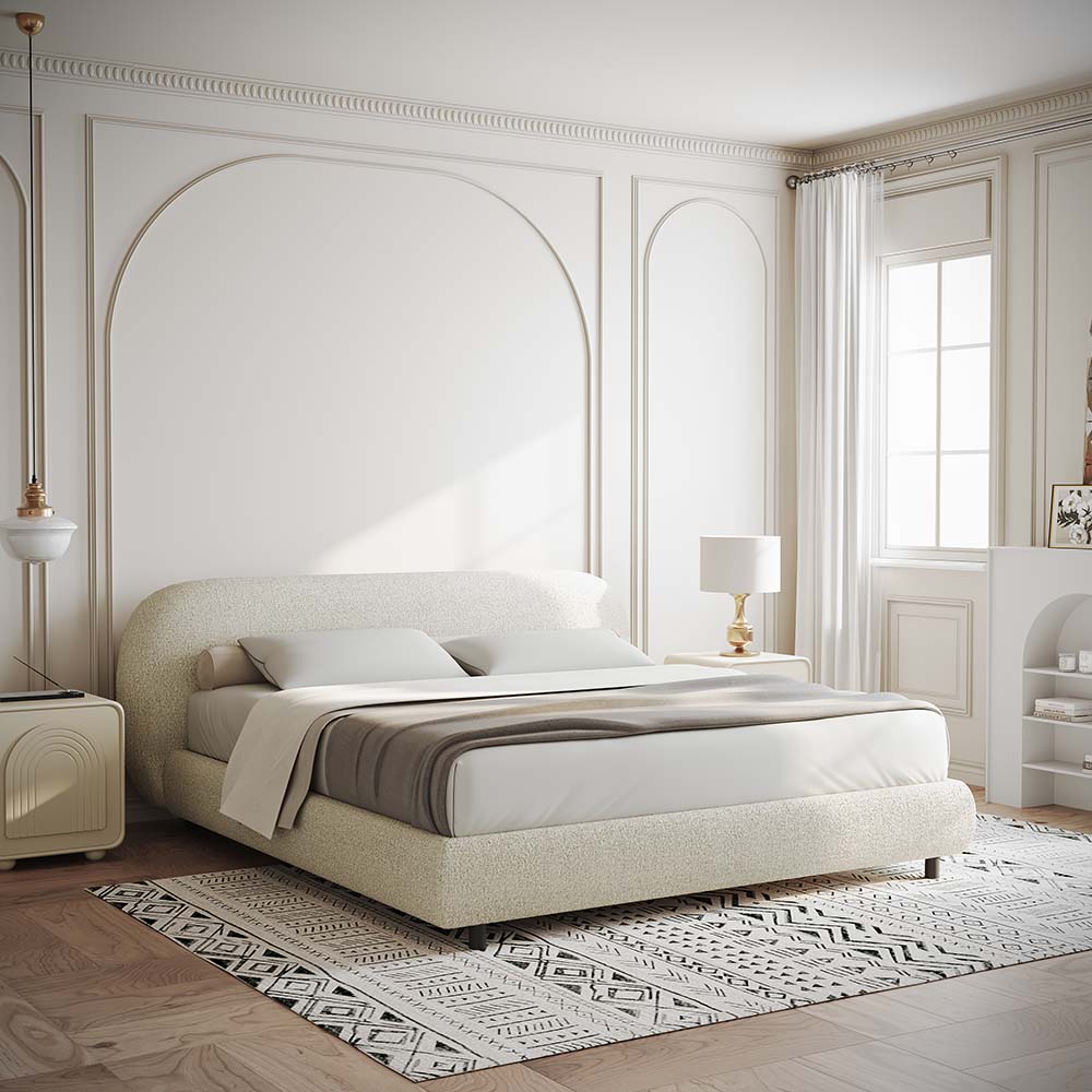 Partly Assemble Beige Boucle Beds
