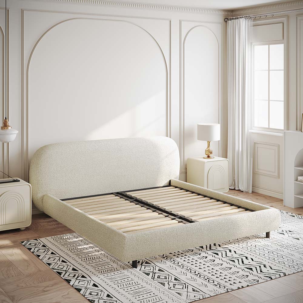 Partly Assemble Beige Boucle Beds