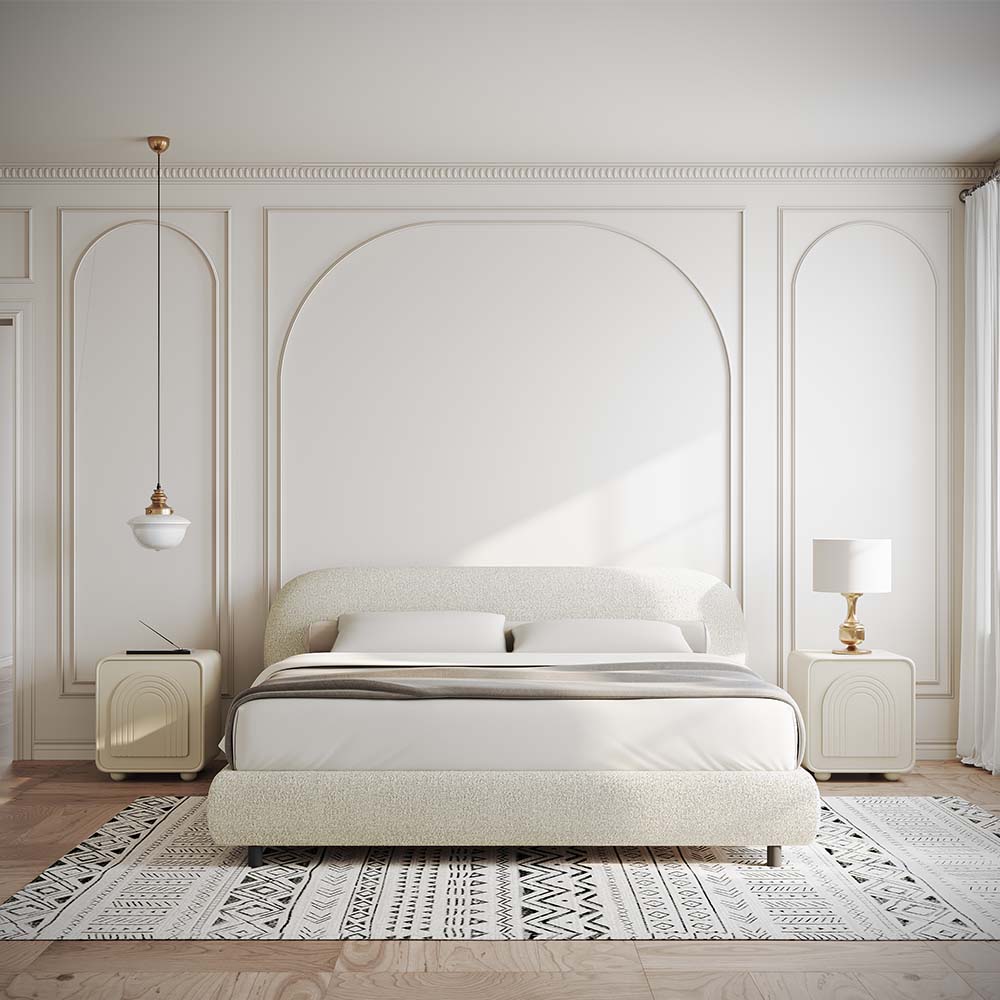 Modern Luxury Beige Boucle Beds