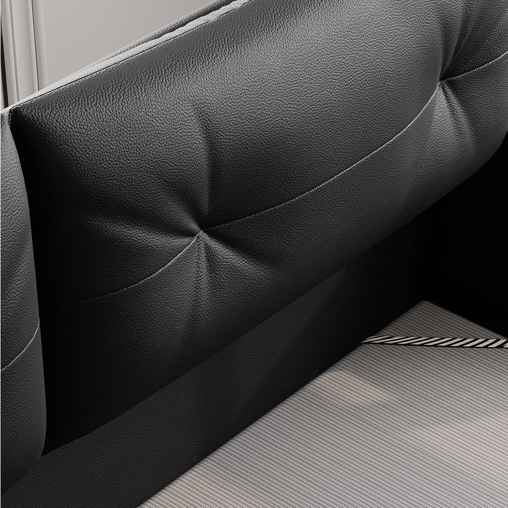 Partly Assemble Black Leather Beds