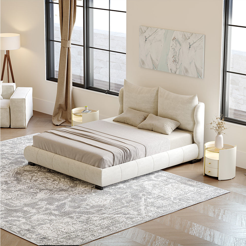 Modern Beige Fabric Beds