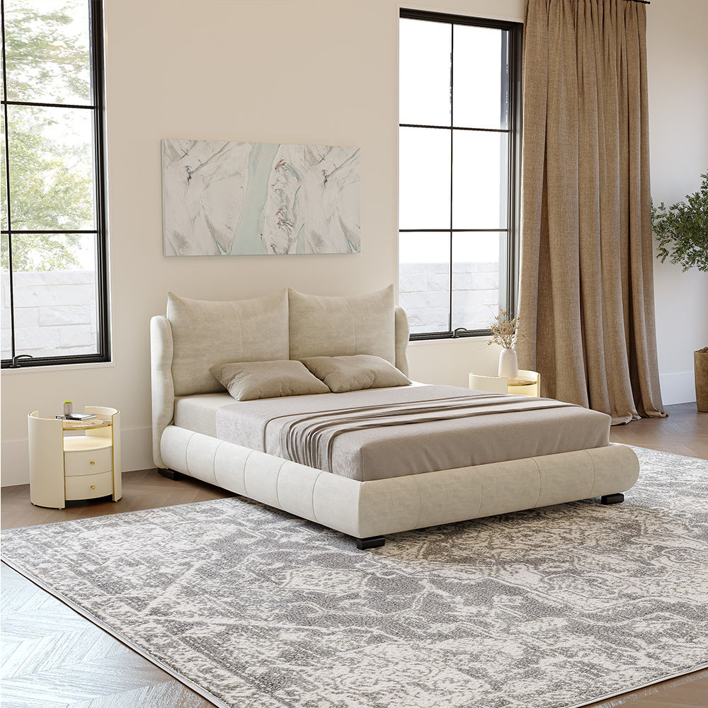 Modern Beige Fabric Beds