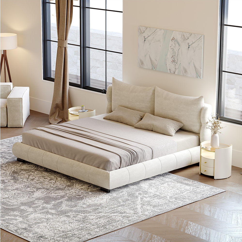 Modern Beige Fabric Beds