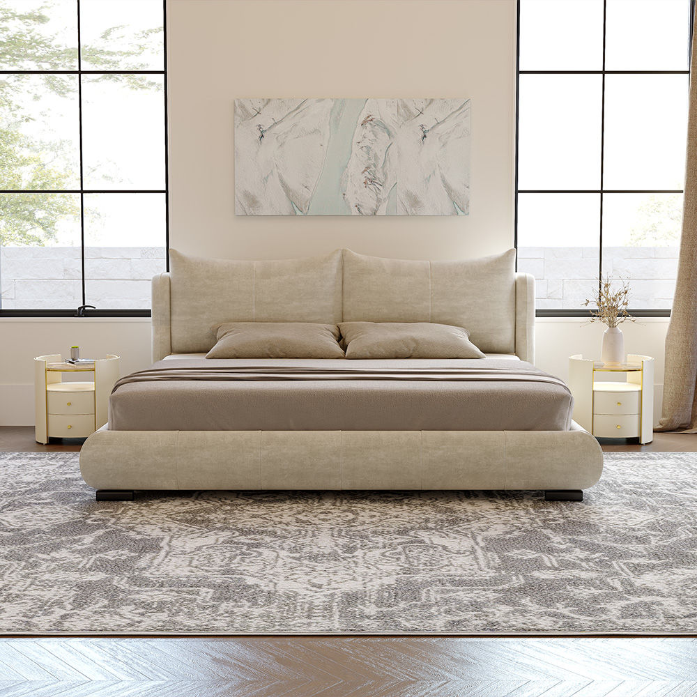 Modern Beige Fabric Beds