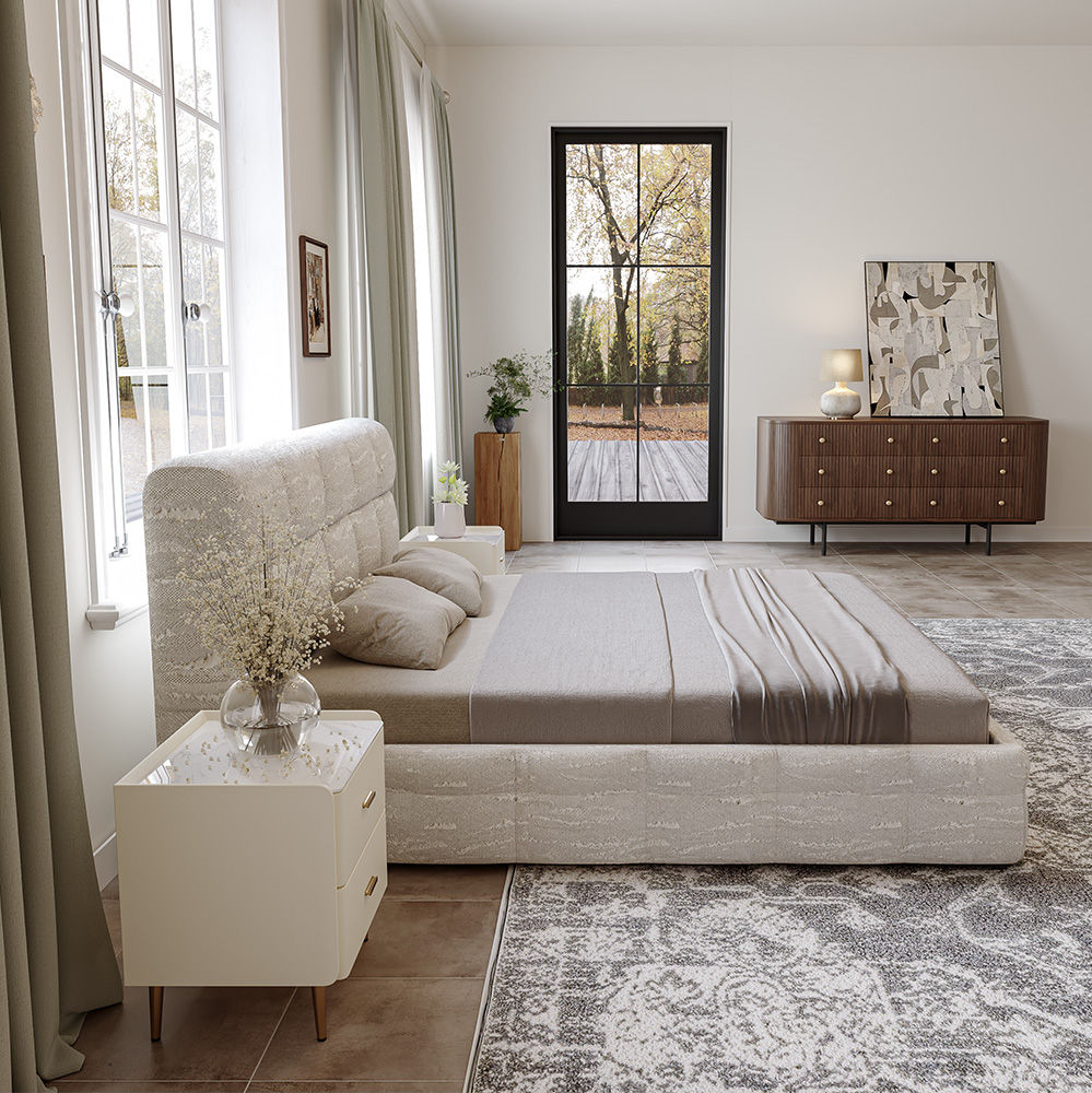 Modern Beige Fabric Beds