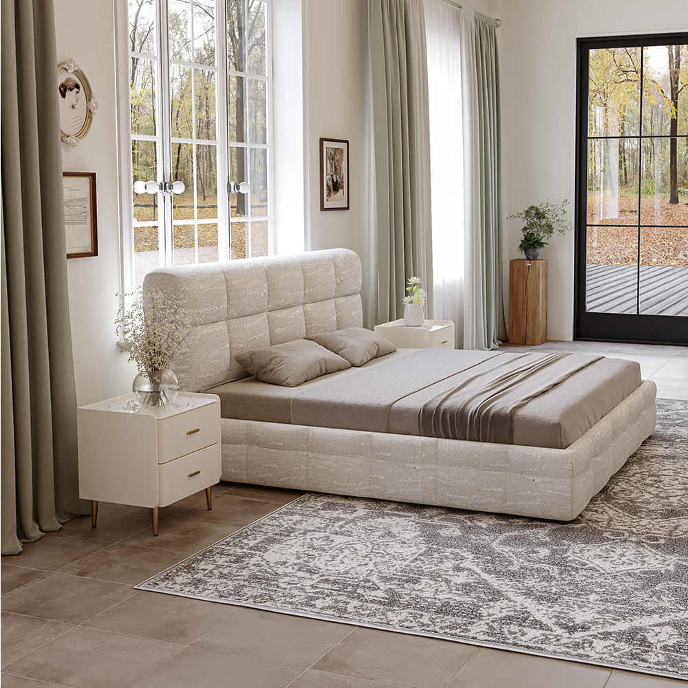 Modern Beige Fabric Beds