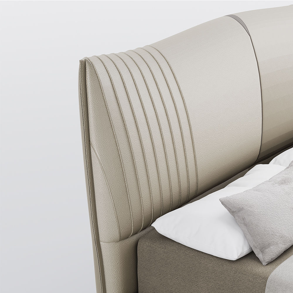 Modern Minimalist Beige Faux Leather Beds