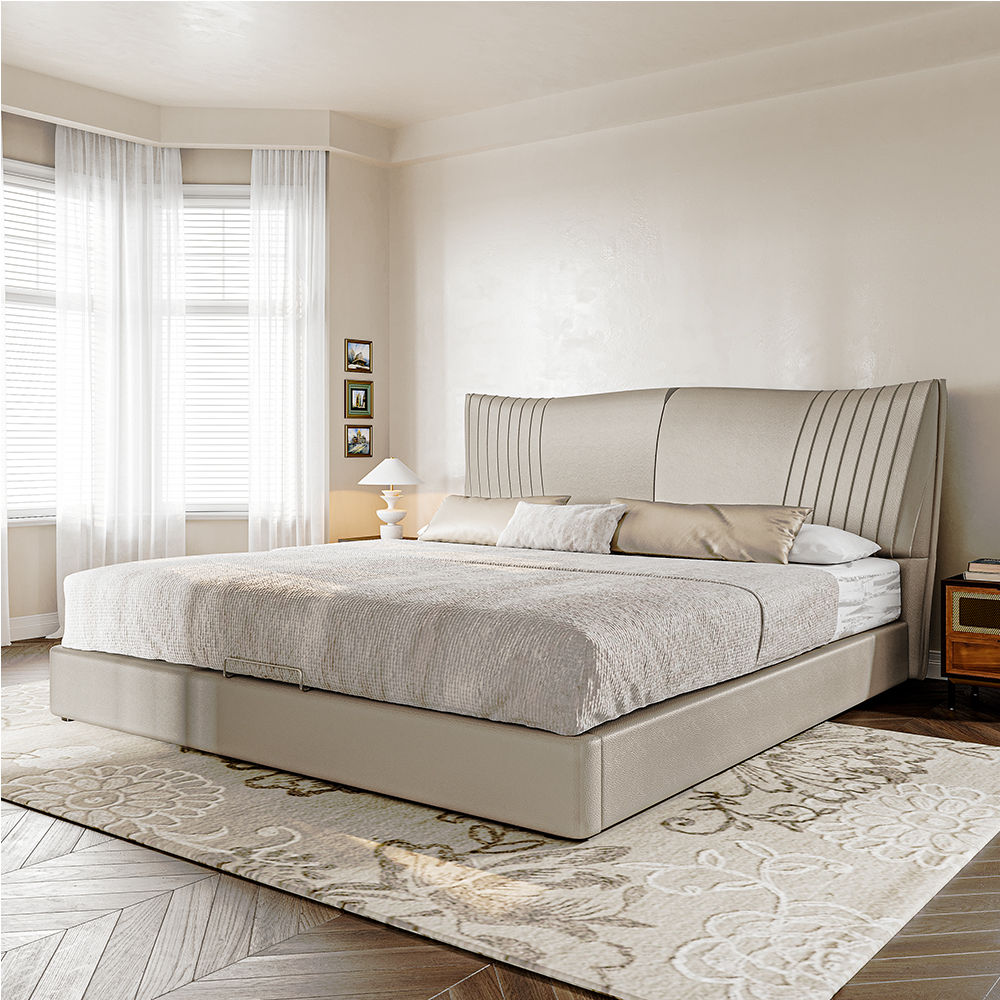 Modern Beige Faux Leather Beds