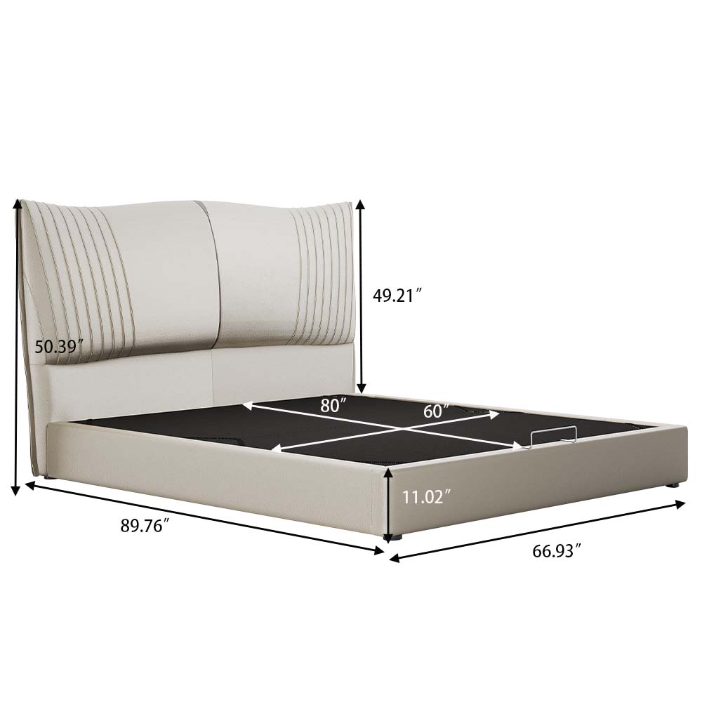 Modern Minimalist Beige Faux Leather Beds