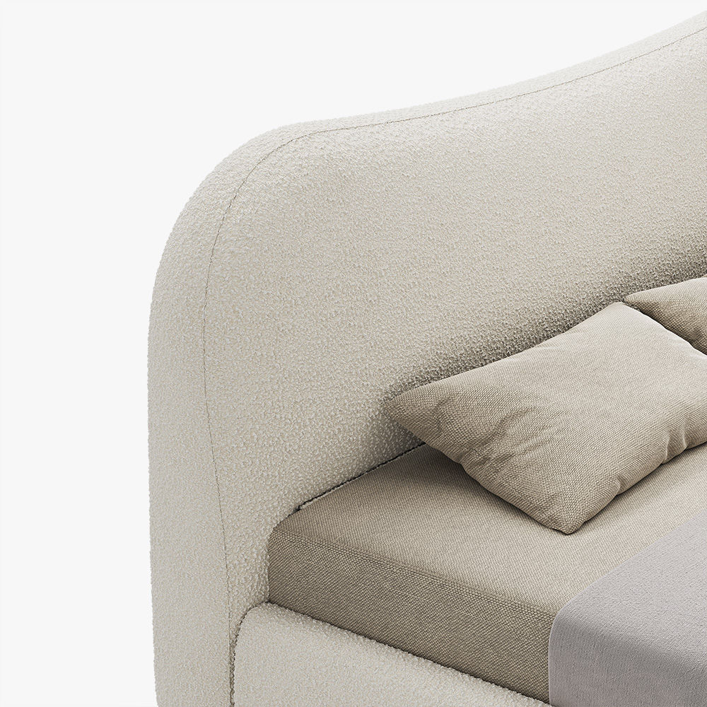 Partly Assemble Beige Boucle Beds
