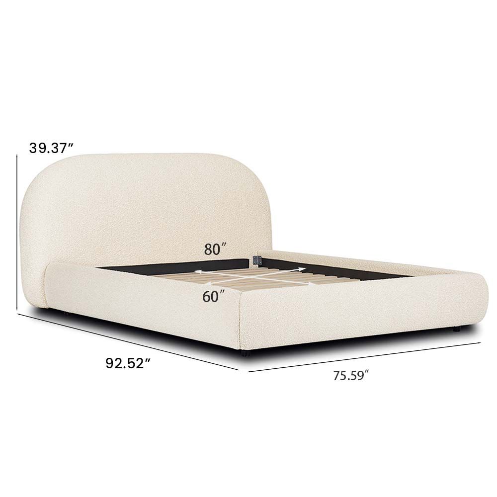 Wood Beige Boucle Beds