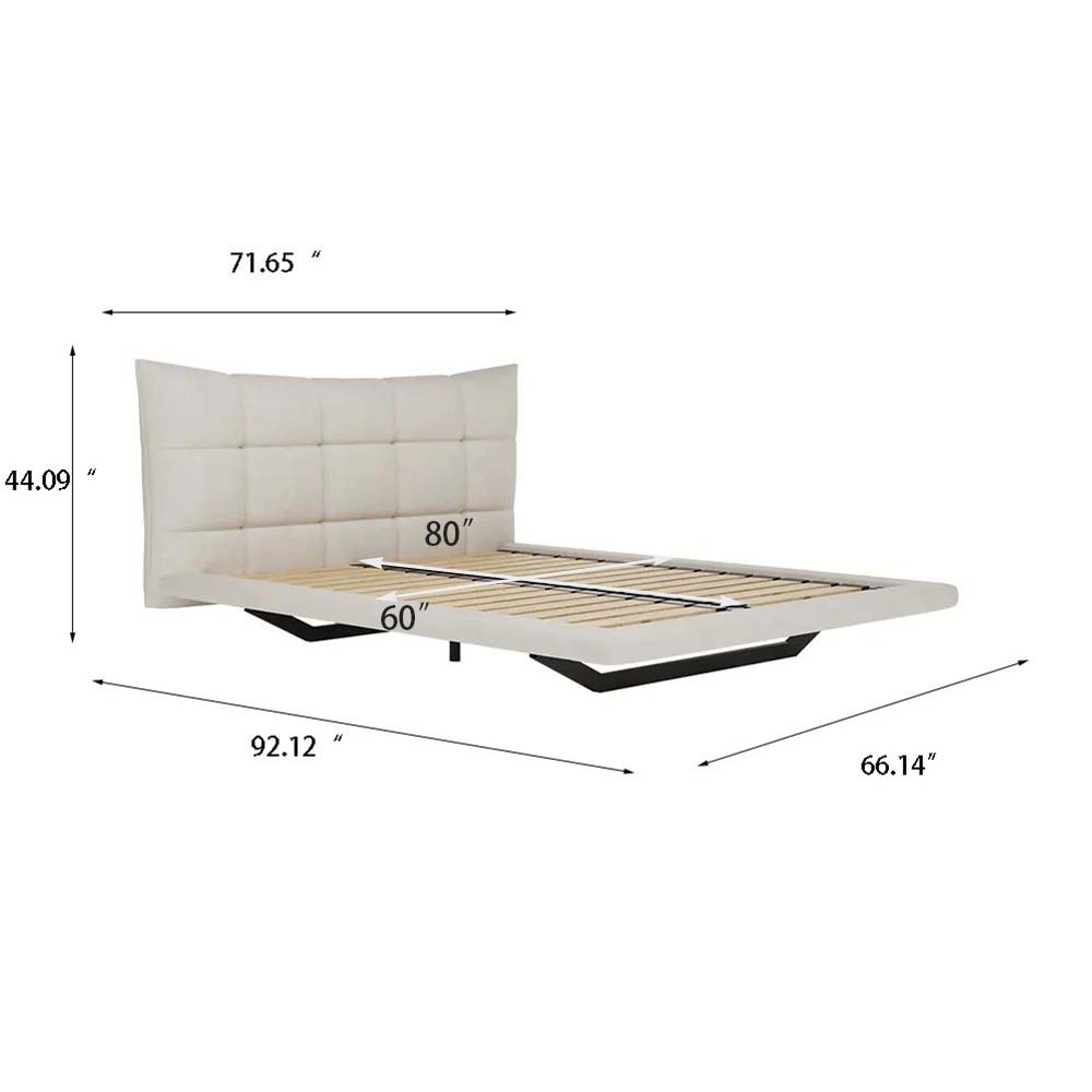 Modern Minimalist Beige Suede Fabric Beds