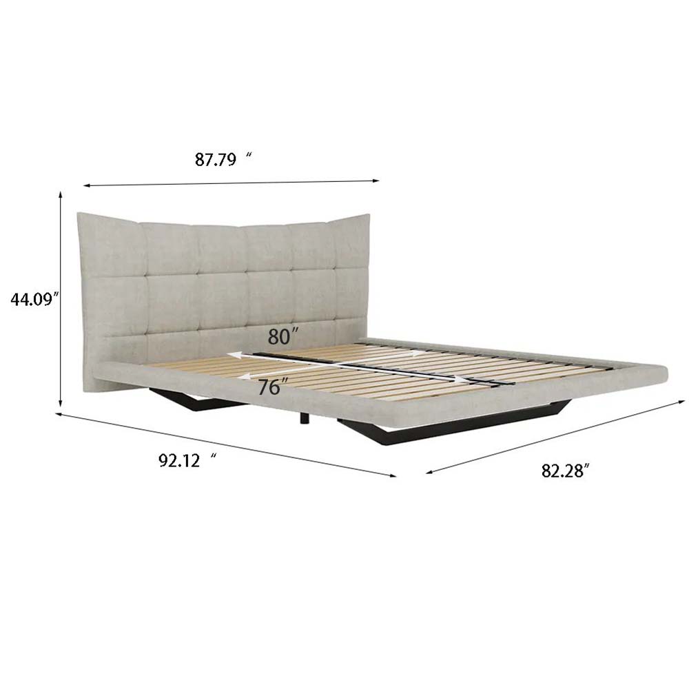 Wood Oatmeal Fabric Beds