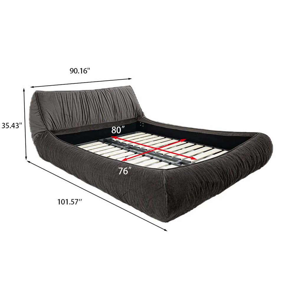 Wood Brown Velvet Beds