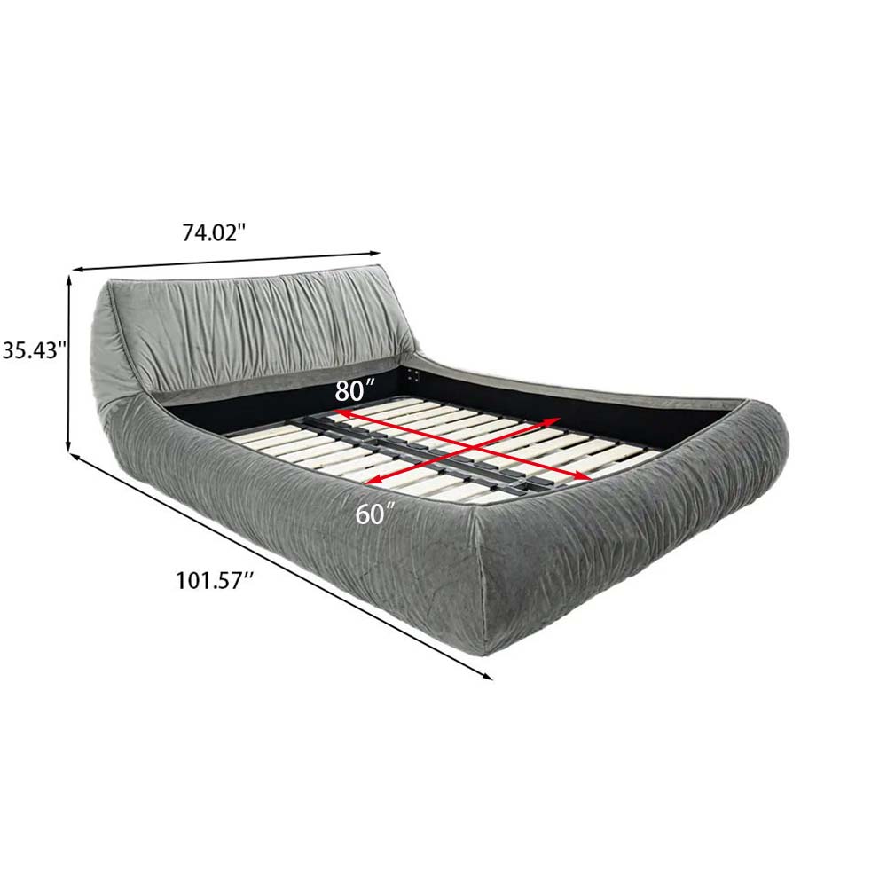 Solid Wood Gray Velvet Beds