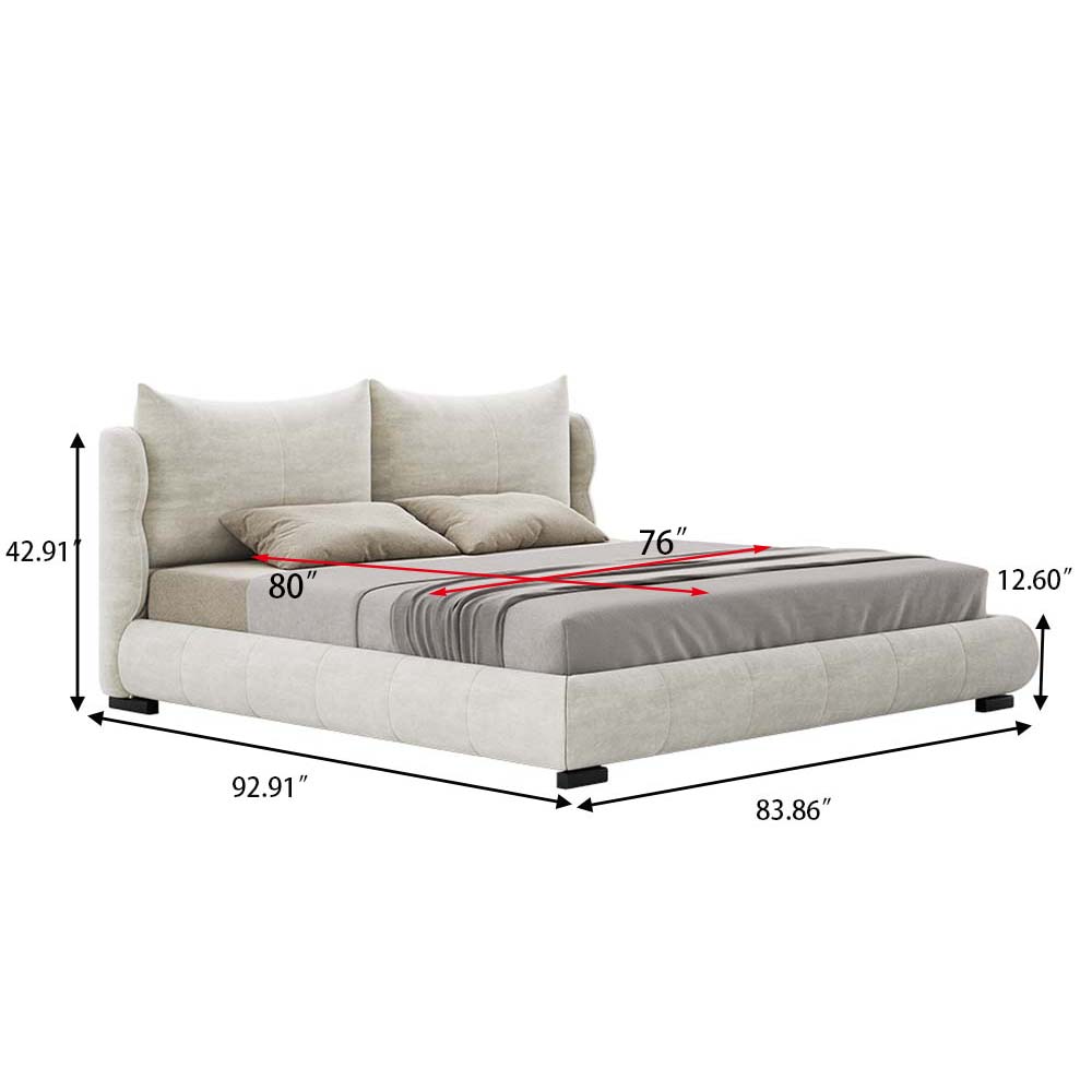 Partly Assemble Beige Fabric Beds
