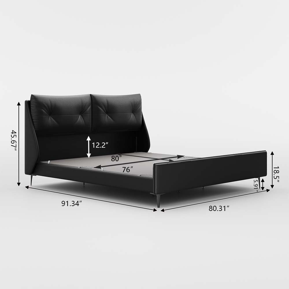 Partly Assemble Black Faux Leather Beds