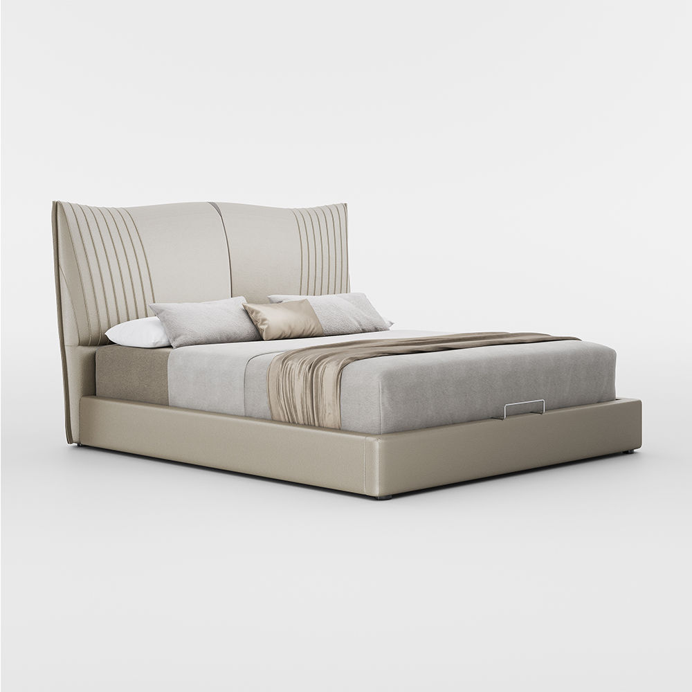 Partly Assemble Beige Faux Leather Beds