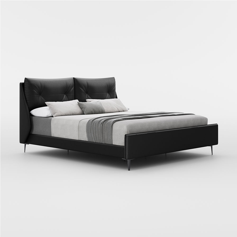 Partly Assemble Black Faux Leather Beds
