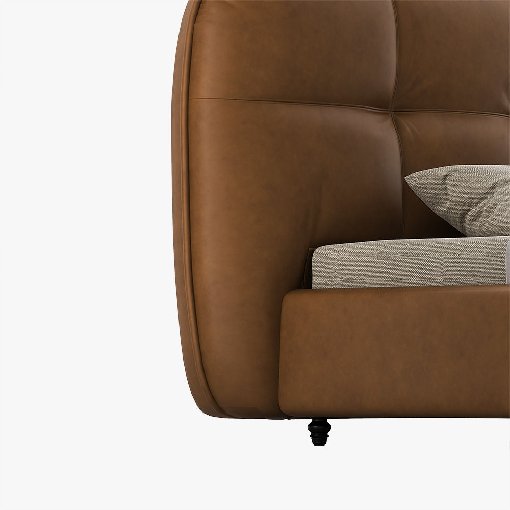 Partly Assemble Brown Leather Beds