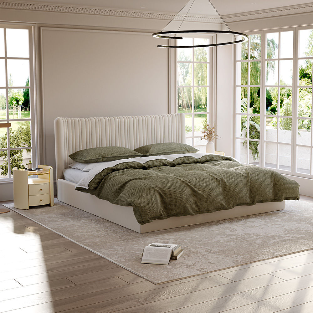 Modern Beige Fabric Beds