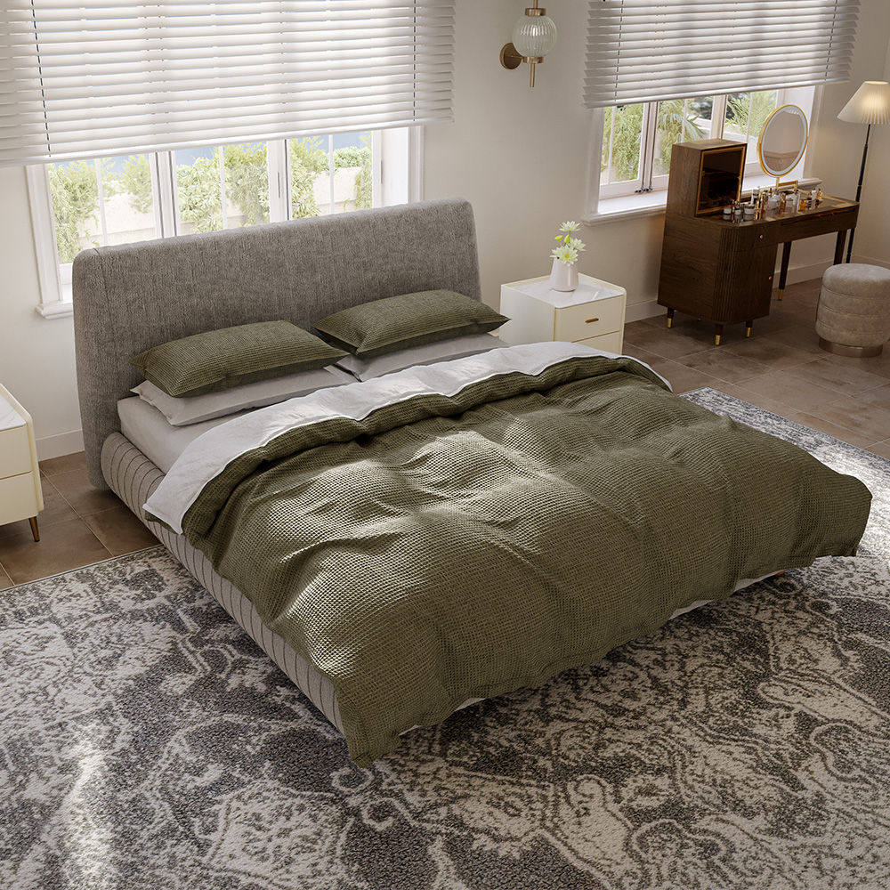 Modern Light Gray Fabric Beds