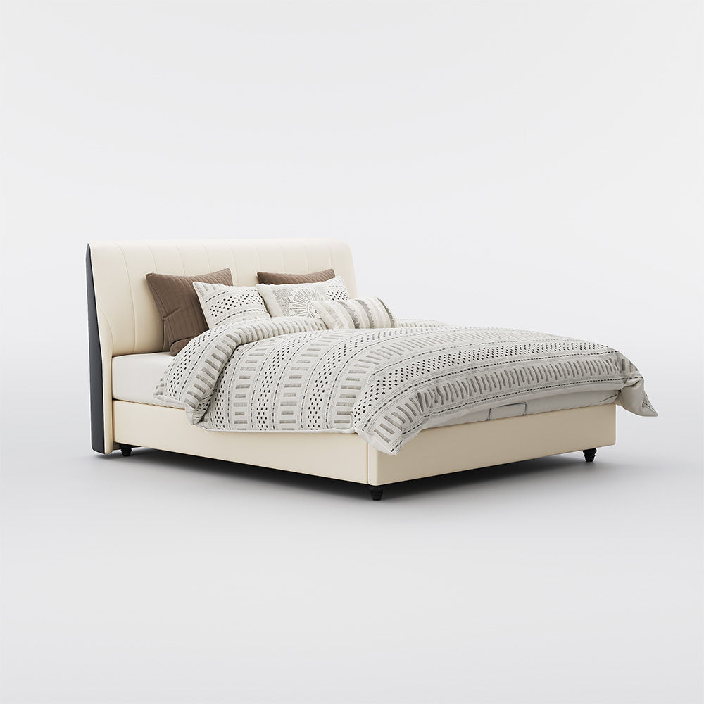Floor TV Stand Beige Leather Beds